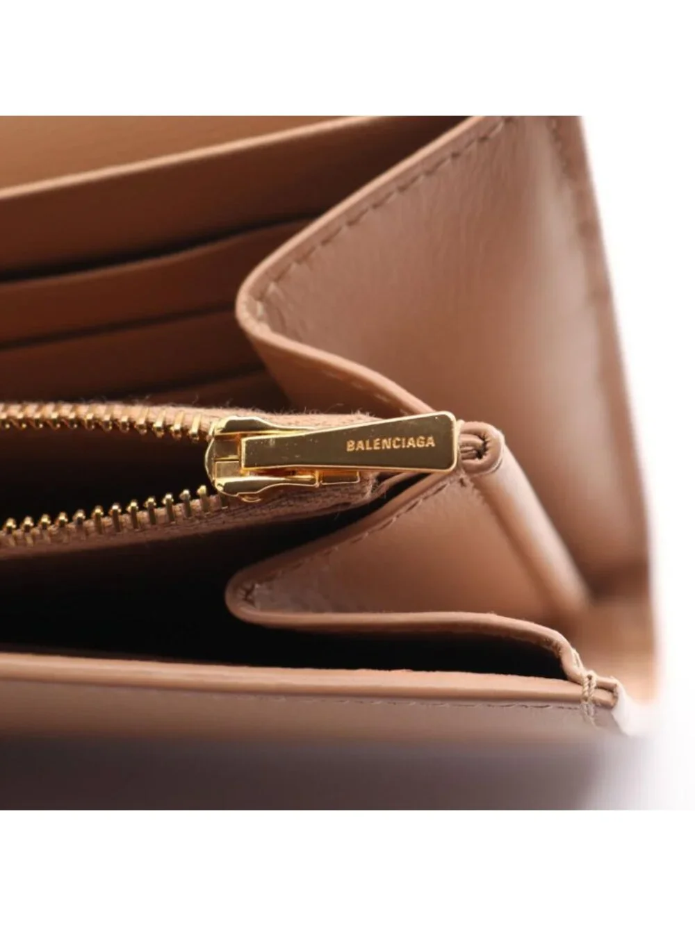 Balenciaga Bifold Wallet Envelope Slim Continental Beige Leather